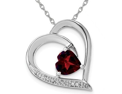 1,35 Karat (ctw) Granat Herz Anhänger Sterlingsilber mit Kette