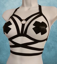 Strappy harness body cage fetish gothic fashion festival ravewear