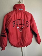 VINTAGE 1991 CHICAGO BULLS LOGO 7 RED JACKET COAT YOUTH M/10-12 MADE IN KOREA