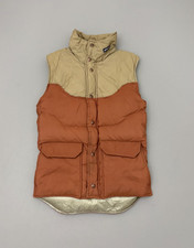 Vintage 80s JanSport Goose Down Puffer Vest Tan Brown Made in USA Size S