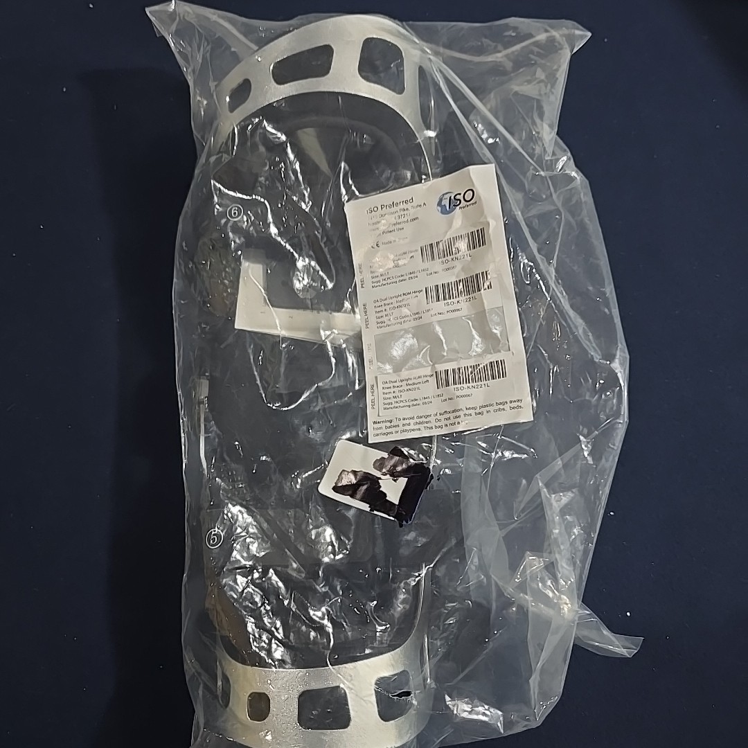 ISO Preferred OA Dual Upright ROM Hinge Knee Brace Medium Size Left KN221L
