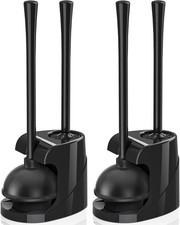 Toilet Plunger and Brush, Bowl Brush and Toilet Plunger Set Black 2 Pieces