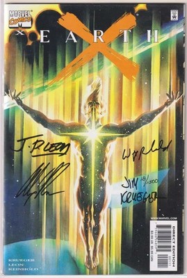 EARTH X #X DYNAMIC FORCES VARIANT SIGNED x4 ALEX ROSS DF COA MARVEL COMICS