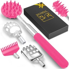 Telescoping Back Scratcher with 4 Detachable Heads - Unique Gift for All