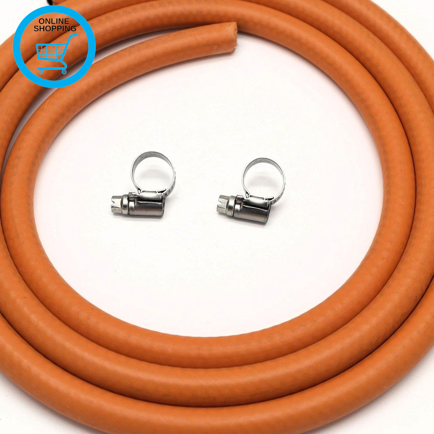 1M 8Mm I/D Lpg Butane/Propane Gas Hose with 2 Stainless Band Hose Clips
