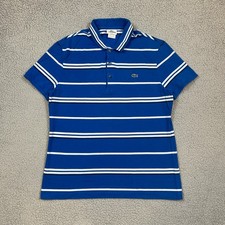 Lacoste Vintage Washed Blue White Striped Polo Shirt Size 6 Large White Gator