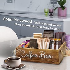 Wood Coffee Station Organizer Storage Box for Service Area Coffee Pod Holder