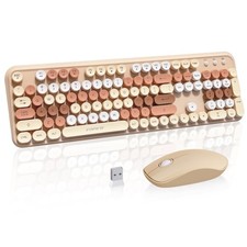Colorful Keyboard and Mouse Wireless,Wireless Retro Typewriter Keyboard Mouse...