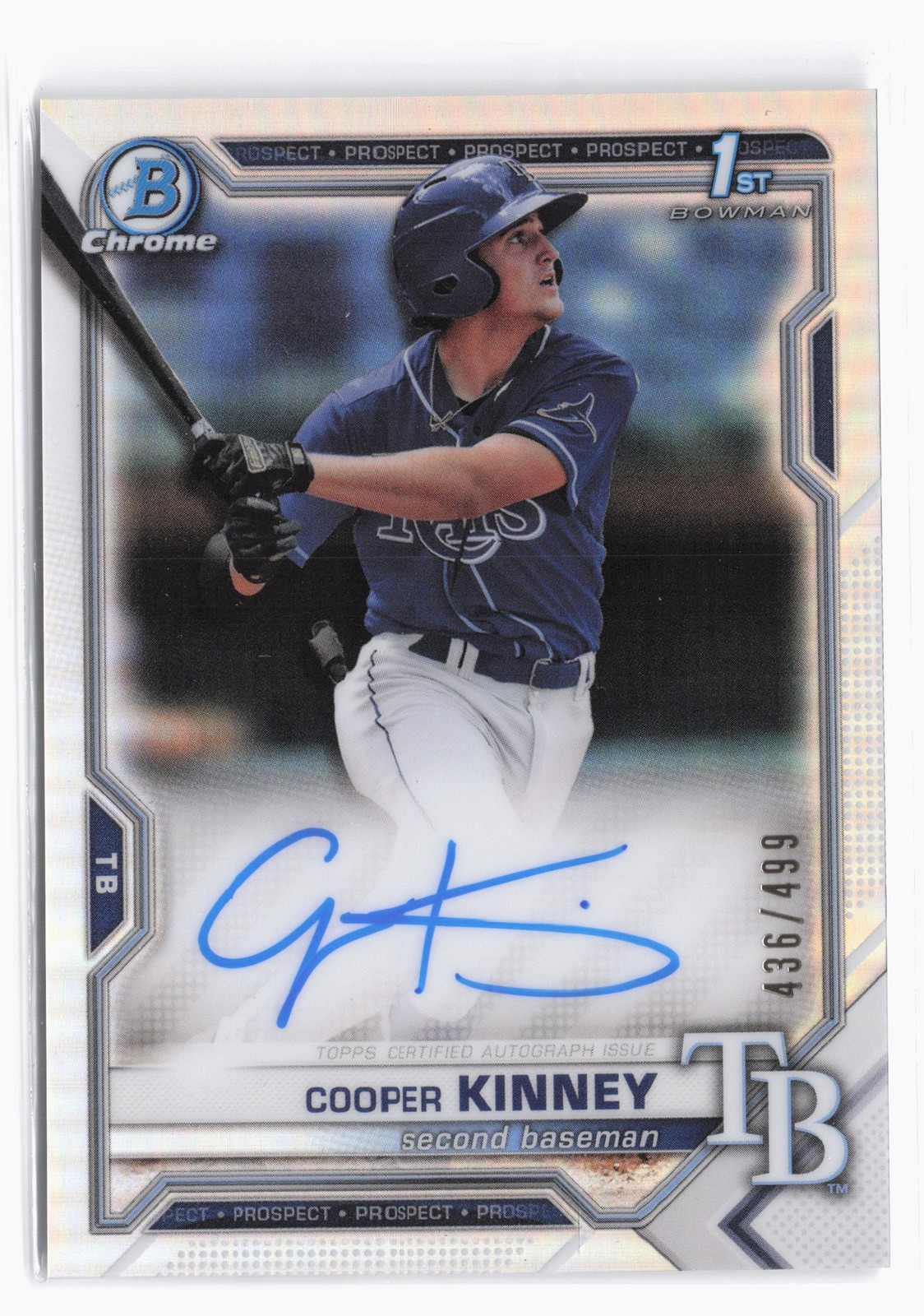 2021 Bowman Draft Chrome Auto Refractor #CDA-CK Cooper Kinney #/499 Rays SP RC