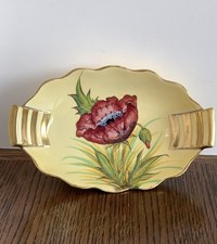 Carlton Ware Iceland Poppy Art Deco Oval Aztec Dish - Handpainted Flowers
