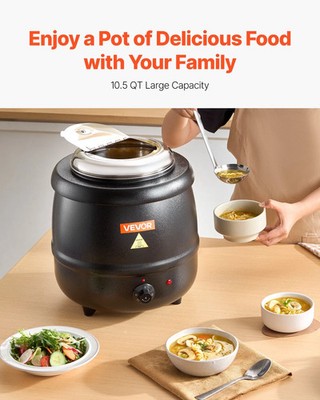 Electric Soup Warmer, 10QT Commercial Soup Kettle with 304 Stainless Steel Deta