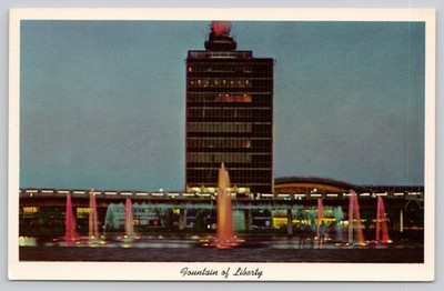 Idlewild Airport Fountain of Liberty Queens NY Postcard Curteichcolor