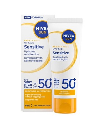 NIVEA SUN Breathable UV Face Sensitive LSF 50+ (40ml), 40 ml (1er Pack) 