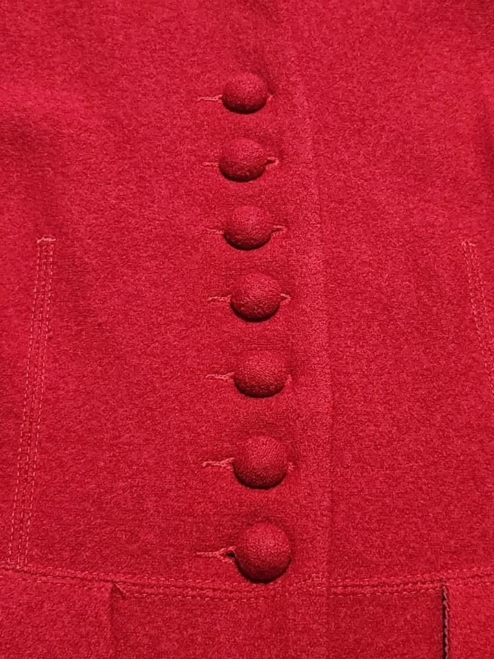 Suéter Blazer Chaqueta Mediana 38 Hecho en Austria Vintage Geiger Rojo Lana Hervida Foto 2 de 4