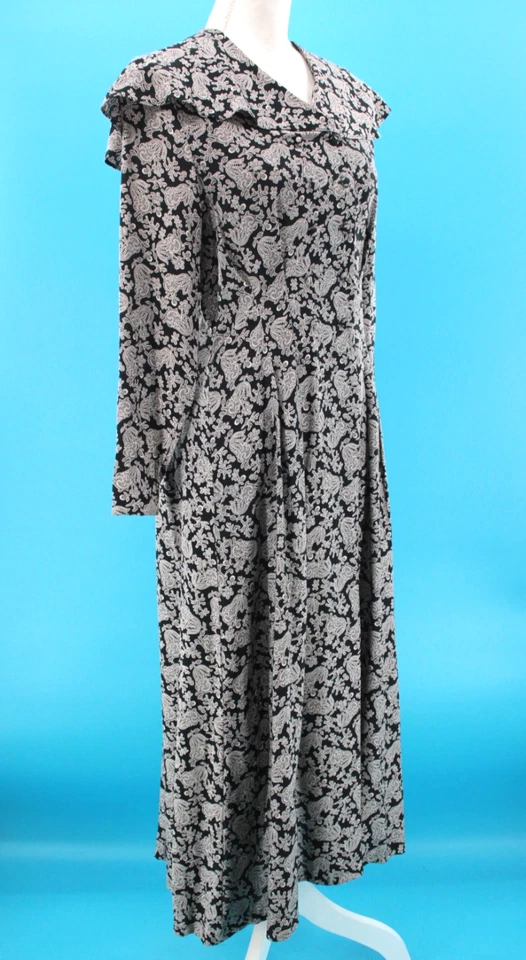 VTG Women's 80s 90s Black & White Floral Print Laura Ashley Viscose Dress S/M - Image 2 of 4