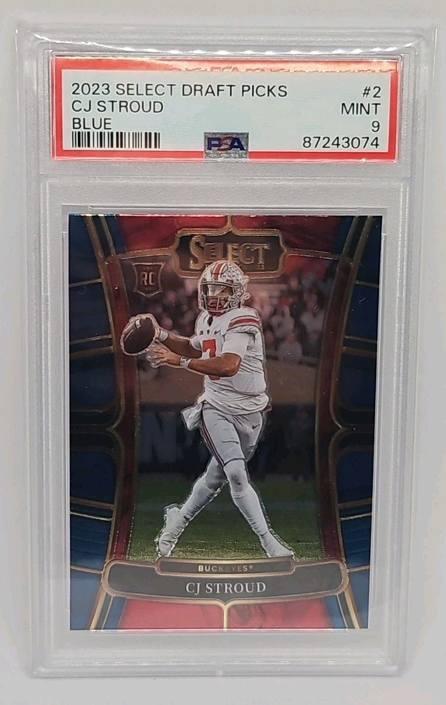 2023 Panini Select Draft Picks CJ Stroud Blue PSA 9 Rookie Card # 2 RC