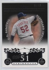 2008 Moments & Milestones Black 20/25 CC Sabathia (2007 AL Cy Young 209 Ks) 3c7