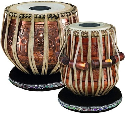 Indian Traditional Ganesha Tabla Drum Set 3 Kg Copper Bayan Finest Designer