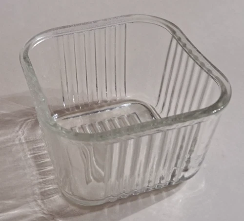 Vintage Federal Glass Clear Ribbed Square Refrigerator Dish With No Lid