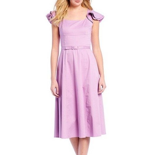 NWT Antonio Melani Belted Flutter Sleeve Midi Dress Size 14 NWT Light Purple  | eBay
