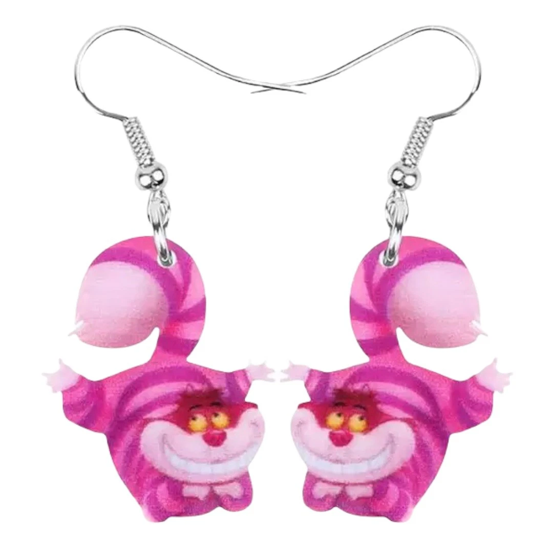 CHESHIRE CAT Alice In Wonderland Pink Acrylic Earrings