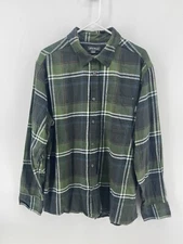 Eddie Bauer Mens Flannel Long Sleeve Button Up Shirt Size XXL 2XL Greene Plaud