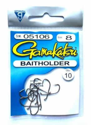 Gamakatsu 05106 Baitholder Hooks, Bronze - Size 8 - 10 Hooks/Pack - Free Ship!