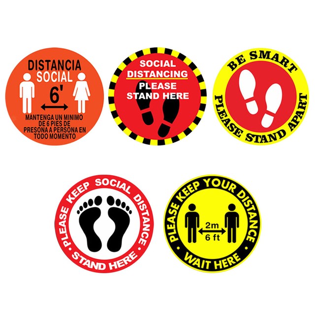 10PC Social Distancing Floor Sticker 6 Ft Foot Notice