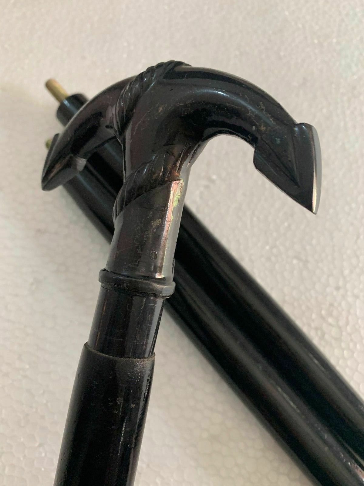 Antique Brass Anchor Head Handle Victorian Wooden Walking Stick Vintage Canes eBay