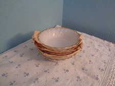 5 ANCHOR HOCKING WHITE SWIRL GOLD TRIM BERRY ...