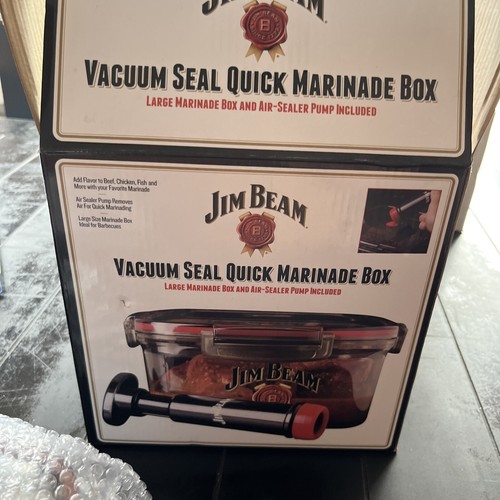 Jim Beam Vacuum Pump Sealed Marinade Container / Box for Grilling Open