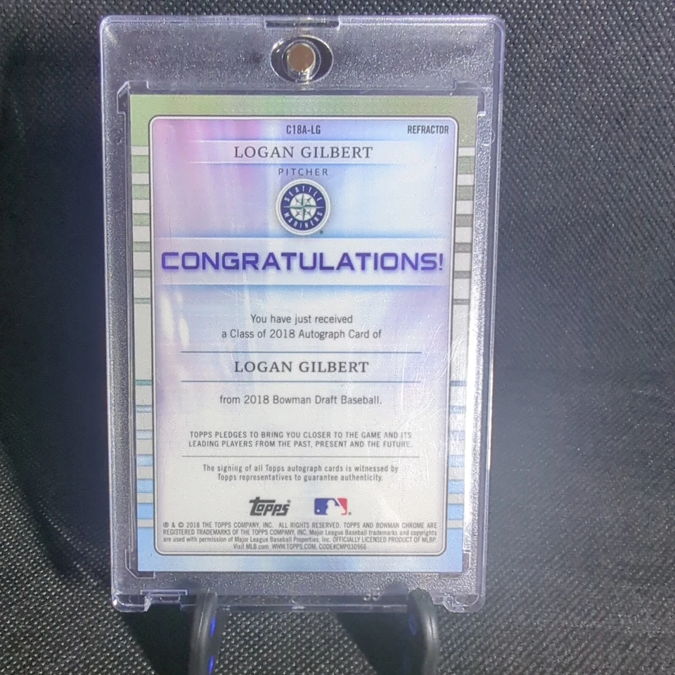2018 Bowman Draft - Class of 2018 Autographs Logan Gilbert /250 -Mariners - Image 2 of 3
