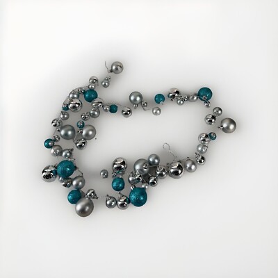 Z Gallerie Garland String Of Blue Teal Aqua Silver Bulbs