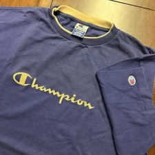 Vintage 90s Made In USA Champion Navy Blue T-Shirt Size XX-Large Double Collared