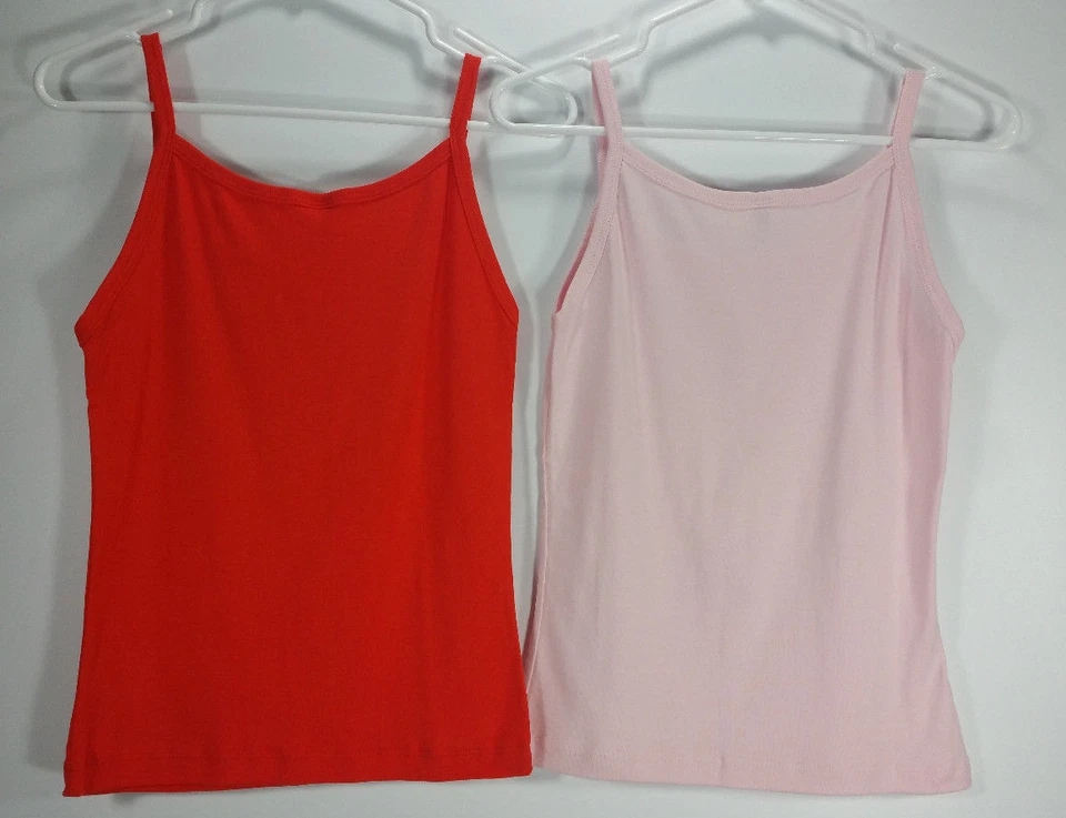 NUEVO Lote 2 Camisetas sin Mangas American Apparel Juniors Talla Grande Naranja Rosa Musculosas Foto 4 de 4