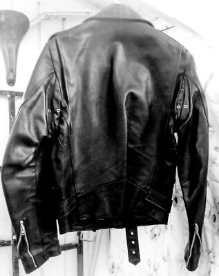 Unisex Cooper Leather Motocycle Jacket Size 36 Zippers Buckle Tabs