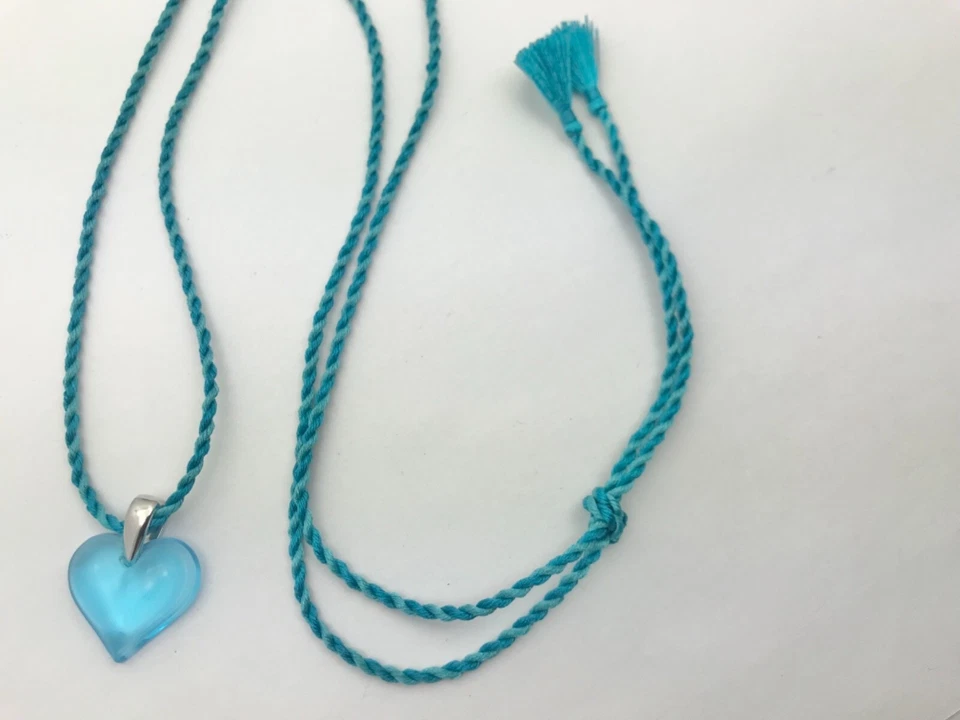 Lalique Coeur Heart Blue Crystal Pendant Sterling Silver Bail Necklace  - Image 4 of 4