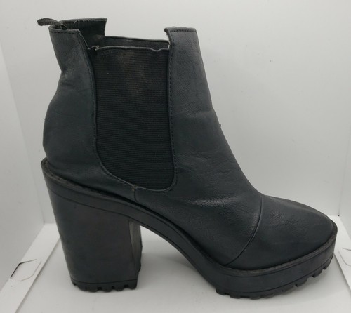 Divided By H&M~Womens Chelsea Chunky Black Boots~Stretch Ankle~Block Pull On~7 - Picture 7 of 14
