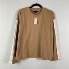 Banana Republic Soft Ribbon Sweatshirt Size Medium Tan White Crew Neck