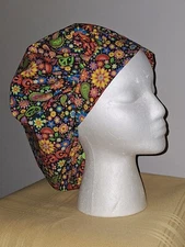 Hippy Peace  Medical Surgical Bouffant Scrub Hat SIZE LARGE