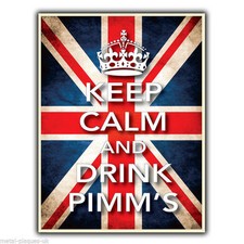 KEEP CALM AND DRINK PIMM'S - INSEGNA IN METALLO TARGA DA PARETE poster immagine stampa artistica