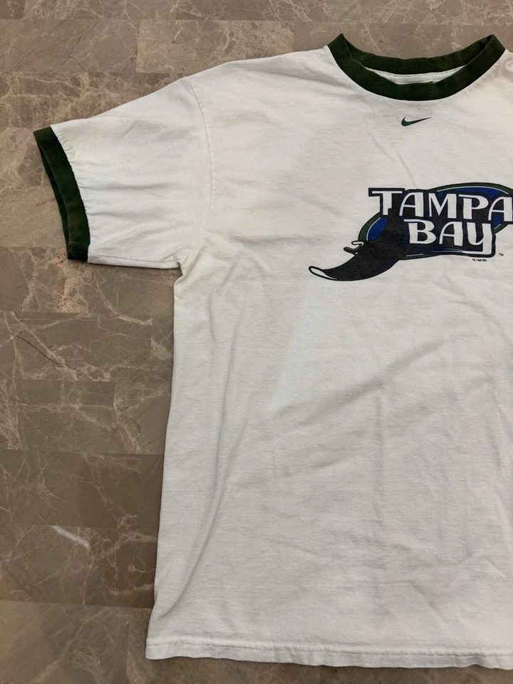 Camisa De Colección Rara Nike Tampa Bay Devil Rays Logo Antiguo Y2K Grande Centro Swoosh Foto 2 de 4