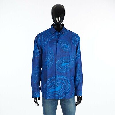 BERLUTI 1080$ Paisley Print Shirt In Blue Silk | eBay