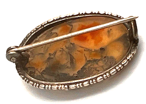 Antike viktorianische ovale massive Silber & dendritischen Achat Chalzedon Brosche - Bild 13 von 13