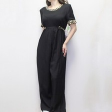 Vintage Deadstock NWT 80s Wide Leg Jumpsuit with Leopard Trim and Belt
