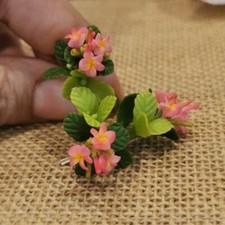 Pink Temple Flower Plumeria Clay Flower 3 Bunches Miniature Dollhouse Home Deco