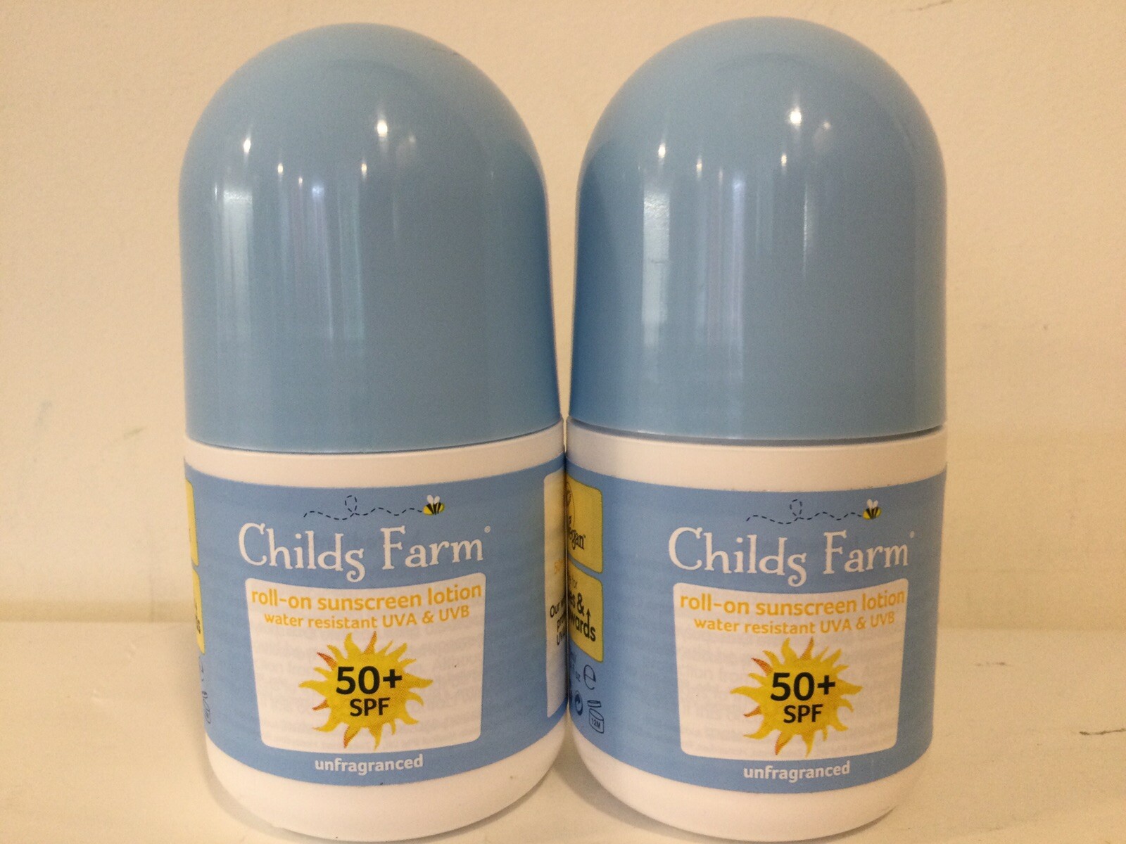 2 x Childs Farm SPF 50+ Suncream Protection Lotion Roll-On Sensitve Skin 70ml