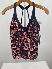 Nike Womens Fire V-Neck Tankini Swim Top Pink Glaze Small -5 AB12