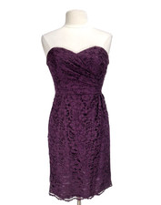 DAVID'S BRIDAL Women Size 6 Strapless Mini Dress Purple Floral Lace  296P