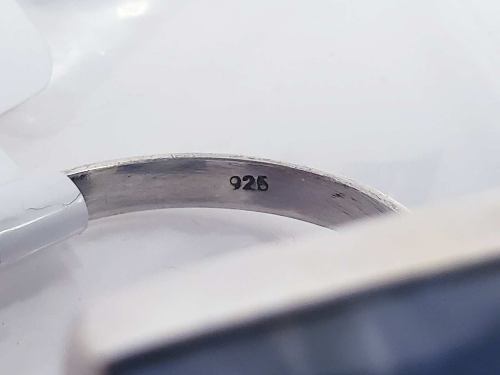 Solid Sterling Silver Blue Opal Square Ring - image 8